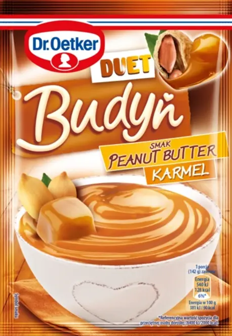 Dr. Oetker Budyń Duet smak peanut butter karmel