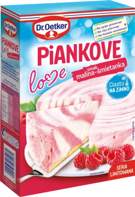 Dr. Oetker Ciasto na zimno Piankove Love smak malina-śmietanka