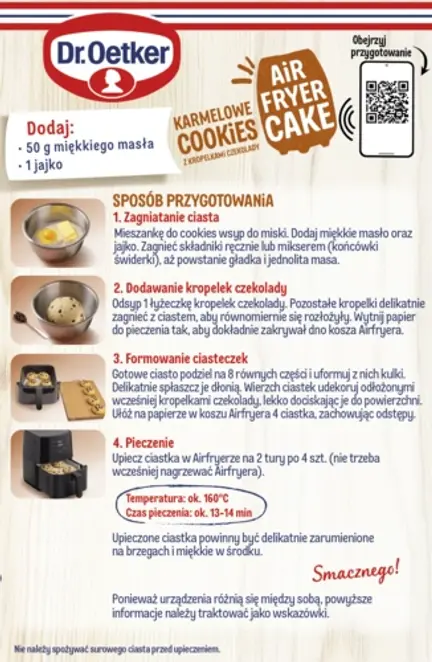 Dr. Oetker Karmelowe Cookies z kropelkami czekolady Airfryer Cakes