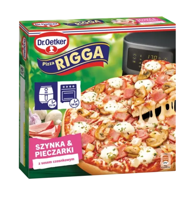 Dr. Oetker Pizza Rigga Szynka & Pieczarki z sosem czosnkowym