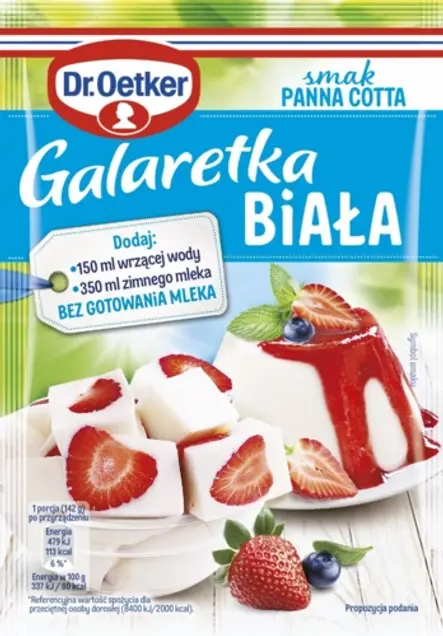 Galaretki Białej smak panna cotta Dr. Oetkera