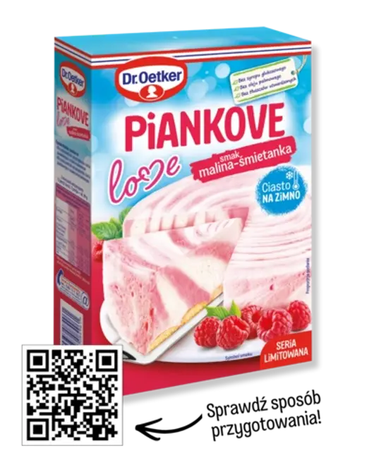 Dr. Oetker Ciasto na zimno Piankove Love smak malina-śmietanka