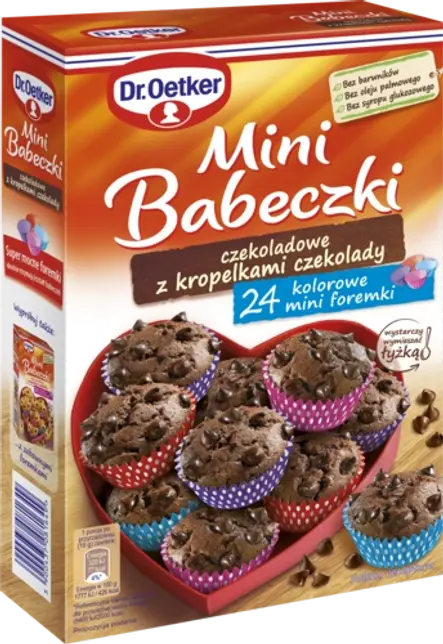 Mini Babeczek czekoladowych z kropelkami czekolady