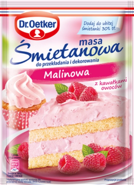 Masy śmietanowej Malinowej z kawałkami owoców Dr. Oetkera