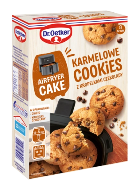 Karmeloweych Cookies z kropelkami czekolady Airfryer Cakes Dr. Oetkera