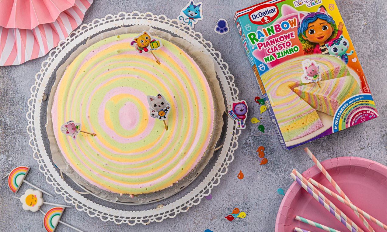 RAINBOW Piankowe Ciasto na zimno Koci Domek Gabi